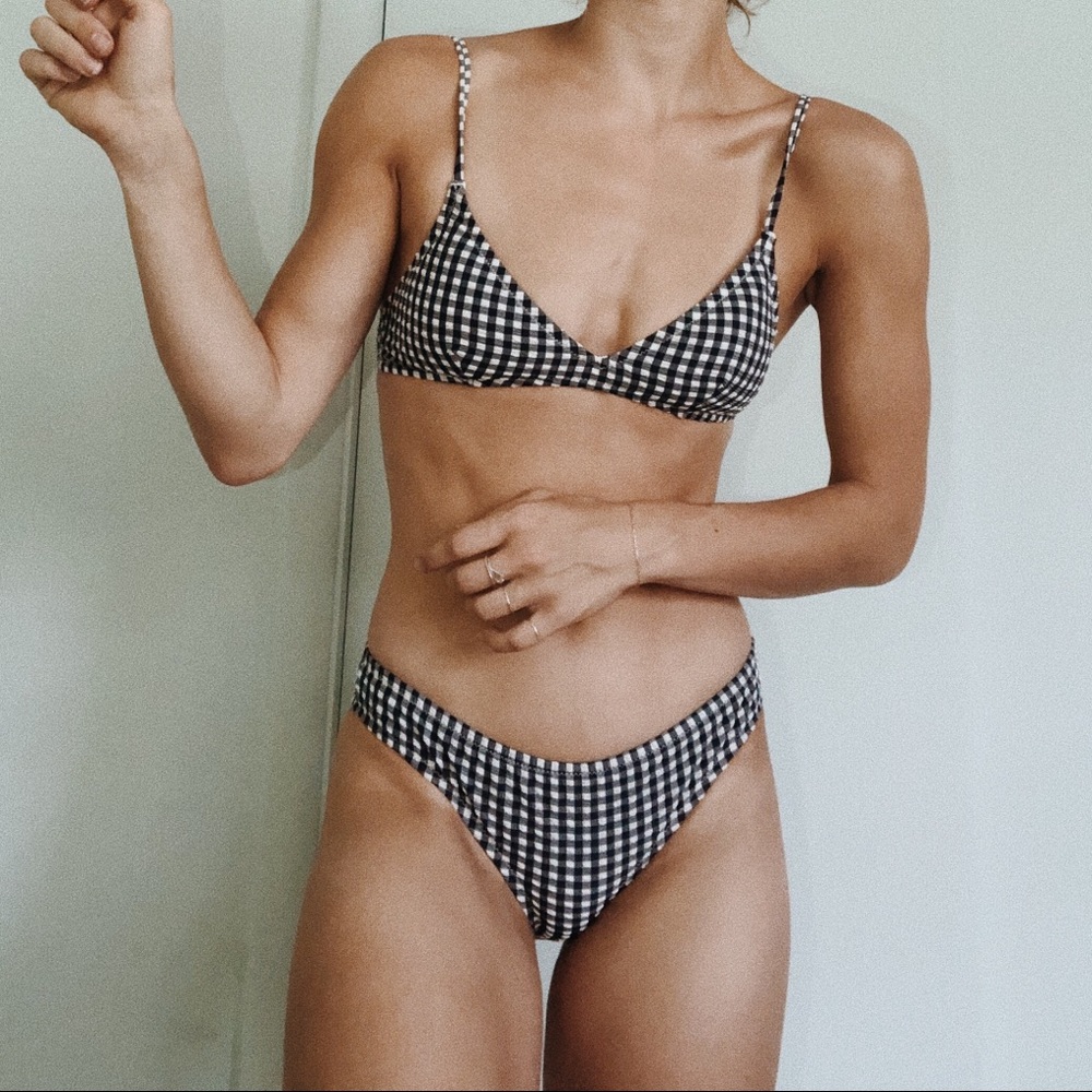 NWT J. Crew French Bikini Top in Navy Gingham